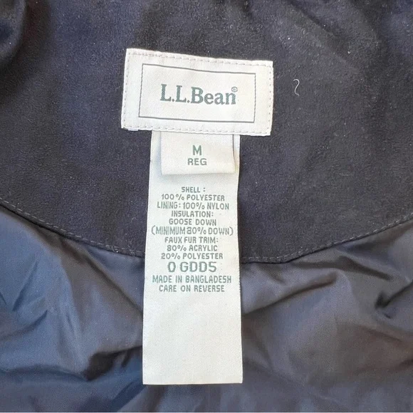 L.L.Bean women's black goose down quilted coat with a faux fur collar Size M - Picture 9 of 9